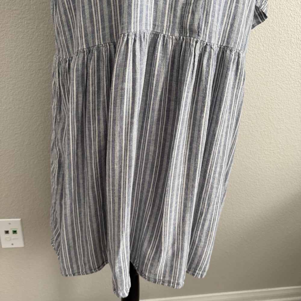 Nordstrom Rack XXL Linen Blend Dress Coastal Summer Midi Striped Beach Lagenlook - Picture 4 of 8